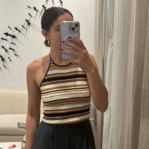 LA hearts striped halter tie top